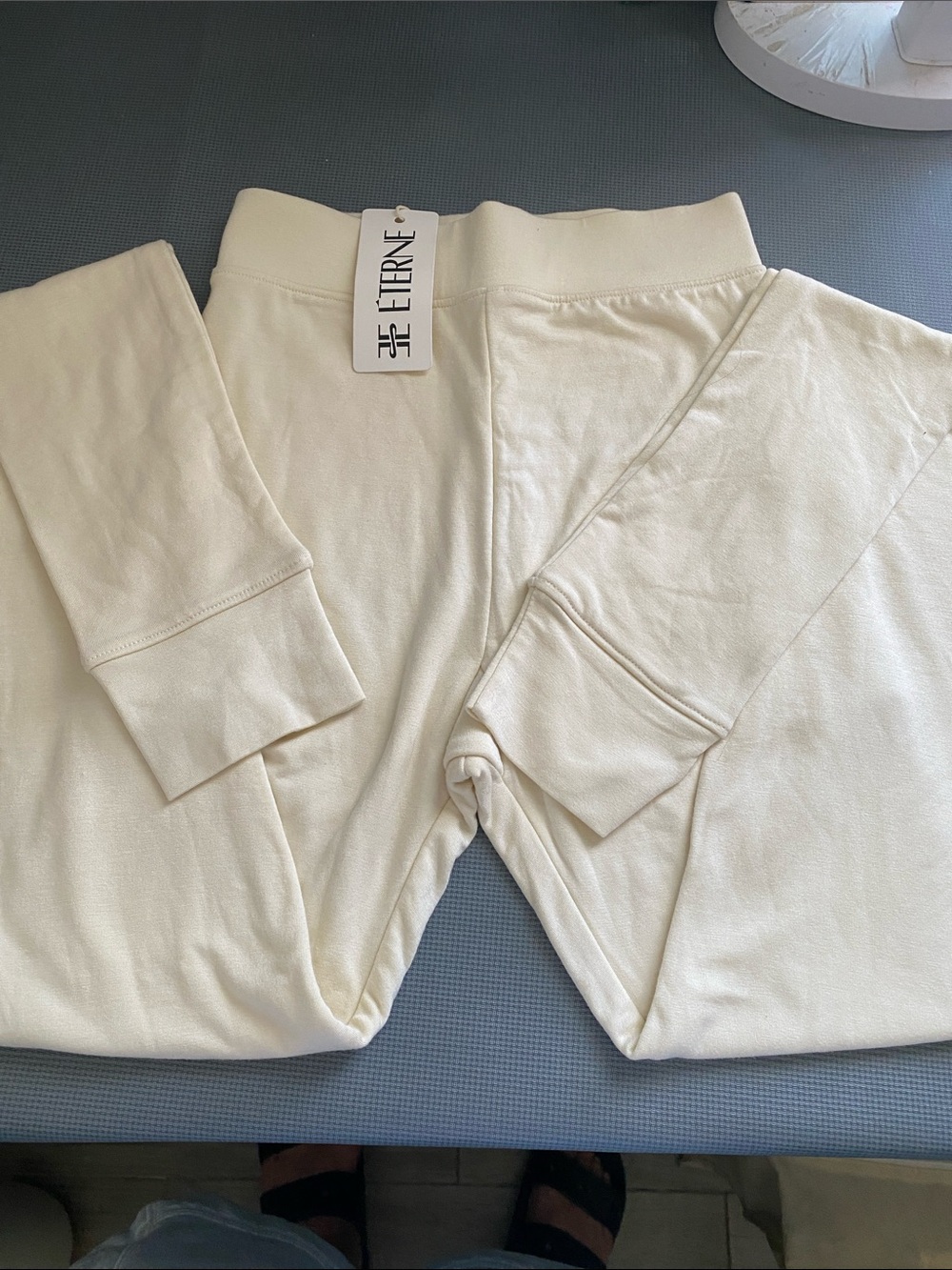 Eterne Men's Cream Jogger Sweatpants